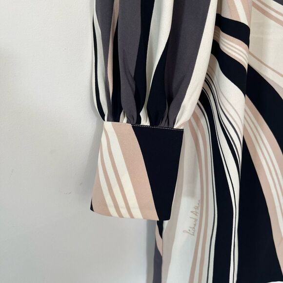 Richard Allan X H&M Black‎ White Tan Printed Swirls Boat Neck Long Sleeve Dress - Picture 13 of 15